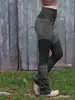 Ebay AliExpress wish2019 Pantalones Casuales Elásticos de Costura Viva Plegada de Otoño para Mujer Europeos y Americanos de Cintura Alta