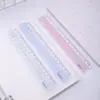 Regla de Plástico Deli 6235 con Líneas Onduladas 18cm Estudiante Niños Transparente Papelería de Aprendizaje Dibujos Animados Creativo Simple