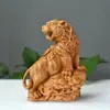 Pieza de Mano Tallada en Boj Tigre, Tigre del Zodiaco Tallado en Madera Maciza, Tigre Bajando de la Montaña, Pieza de Juguete Portátil