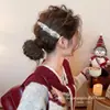 Pinza para el cabello de Hilo de Perlas con Adorno de Pedrería de Alta Resistencia, Pinza de Pato, Pinza Lateral para la Frente Suave y Elegante, Pinza para Flequillo, Accesorio para el Cabello