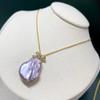 Colgante de Perla Natural de Agua Dulce Barroca de Forma Irregular, Caliente de Temporada Otoñal, con Perlas Edison Iridiscentes Estilo Europeo y Americano, Rosa y Morado