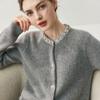 Cuello Bordado con Diamantes ~ Estilo Lujo Ligero Cárdigan de Cachemira para Mujer Cuello Redondo Tejido Grueso Chaqueta Tejida Prenda Exterior de Punto