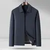 Chaqueta de Hombre para Primavera y Otoño con Cuello Ejecutivo, Cremallera, Casual de Negocios, Color Sólido, Chaqueta de Moda