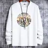 Camiseta Masculina de Manga Longa 2023 Nova Roupa Masculina Primavera e Outono Gola Redonda Algodão Puro Camisa Básica Estudante Top de Outono