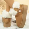 Botas de nieve de invierno para mujer, de felpa, con suela gruesa, botas cortas cálidas antideslizantes de algodón para uso en exteriores, botas cortas de felpa de moda y versátiles