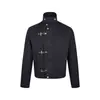 Chaqueta de Solapa con Hebilla de Avión Desgastada Estilo Americano para Hombres y Mujeres, Abrigo Corto Ancho Estilo Workwear Vintage Retro Americano Otoño e Invierno