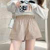 Shorts de Couro Feminino 2026 Primavera e Outono Novo Estilo PU Tamanho Grande Solto Perna Larga Emagrecedor Cintura Alta Roupa Externa Tendência Shorts para Bota de Inverno