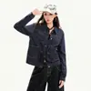 Chaqueta de mezclilla para mujer, color Naranja Juvenil # Azul mezclilla, entallada en la cintura, doble costura, corte holgado, adelgazante, estilo vintage, top moderno y versátil