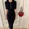 2026 Vestido Longo Camiseta Gola Redonda Bodycon Malha Stretch Gelo Seda Elegante e Luxuoso para Socialite Acima do Joelho