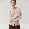 Cardigã de malha de cashmere feminino com gola redonda e adornos de strass, uma peça de outer wear macia e confortável de manga longa para outono e inverno