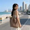 Bolsa de Palha Trançada Feminina Nova de Verão Casual de Ombro Único Bolsa de Férias Estilo Mori Artesanal Trançada Grande Capacidade Praia