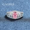 Anel aberto de prata esterlina 925 de corpo inteiro para mulheres com diamante rosa de alto carbono corte flor de gelo 3 quilates moda anel de diamante de alta qualidade
