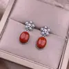Pendientes Nanhong Plata S925 Incrustados Pendientes Cortos Exquisitos Cuentas de Concha Flores Coloridos Tesoro para Orejas Accesorios Moda para Viajar