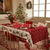 Toalha de Mesa de Natal Transfronteiriça Impermeável Atmosfera de Luxo Leve Estampa de Floco de Neve Pinheiro Jogo Americano Pano Decorativo Toalha de Mesa de Ano Novo