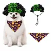 Peruca de Fantasia para Animal de Estimação de Halloween Conjunto de Lenço Triangular Adereço de Cabeça para Festival Bavete Fornecimento Direto do Fabricante