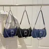 Bolso de Hombro Patchwork de Mezclilla con Cadena para Mujer 2025 Otoño Nuevo Estilo Moda Simple Casual Retro