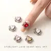 Accesorios Populares Ins para Uñas con Corazón Hueco y Ráfaga de Estrella de Aleación Decoraciones de Uñas 3D Retro de Cristal de Lujo Ligero