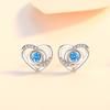 Nuevos pendientes de botón Damila para mujer S999 plata de ley circón azul combinan con todo elegantes de lujo ligero pendientes de plata pura perforación de oreja