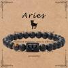 Pulsera Estilo Mate 12 Signos del Zodiaco para Hombres, Cuentas de Piedra Ojo de Tigre, Cordón Elástico, Pulsera Unisex, Estilo de Negocios Vintage, Estilo Transfronterizo