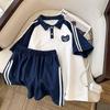 Traje Deportivo Transfronterizo Ropa de Verano para Niñas 2025 Nuevo Polo de Estudiante Casual de Manga Corta Shorts Conjunto de Dos Piezas