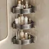 Estante de Esquina con Ventosa, Estante de Almacenamiento sin Taladro, Estante de Baño Triangular de Esquina Montado en la Pared, Estante de Almacenamiento Triangular sin Taladro