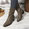 Comercio electrónico transfronterizo, talla grande, colección otoño/invierno 2026, botines con tacón grueso, fruncidos para mujer, estilo europeo y americano, modernos, casuales y versátiles