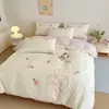 2026 Novo Estilo Fresco 13372 Conjunto de Quatro Peças Bordado de Algodão Puro Série Floral