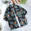 Camisa Vintage Hawaiana de Manga Corta de Corea del Sur para Hombre y Mujer Estilo Hong Kong Chic Suelta para Pareja Playa Marítima Color Camisa de Moda