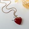 Colar de suéter com óleo vermelho Ankra retrô original, corrente de alto senso, simples, versátil, de nicho, temperamento