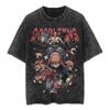Playera Streetwear Anime Japonés Huo Sombra Dibujos Animados Vintage Lavado Negro Playera para Hombre Algodón Playera Hip-hop Holgada