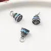 Plata de Ley Epoxy Azul Quemado Escama de Hoja Anillo Doble Colgante Accesorios de Tres Vías Retro DIY Material de Abalorios Hecho a Mano Joyería