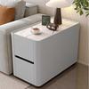 Gabinete Lateral de Sofá Minimalista Moderno, Mesa Lateral de Madera Maciza Pizarra Cuero de Lujo Ligero para Sala de Estar, Mesa de Centro con Almacenamiento