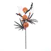 Buquês de flores artificiais para atacado transfronteiriço, decorações para festas de Halloween, folhas de bordo pretas, galhos de abóbora com glitter