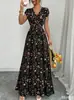 Novo Vestido Longo Francês 2026 com Decote em V e Ajuste na Cintura, Vestido Elegante Europeu e Americano Transfronteiriço Amazon AliExpress