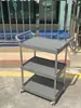 Carrito de empuje pequeño de tres niveles para restaurantes, carrito de servicio de plástico, estante de exhibición de alimentos para restaurantes de hot pot, estante de almacenamiento y carrito de recolección de alimentos