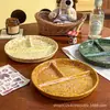 211 Plato de Cena Cerámica Dividido Vajilla para Niños Cuantitativo Colorido Salpicadura de Tinta Punto Yue Plato de Cena de Tres Compartimentos Plato para Pérdida de Peso y Reducción de Grasa