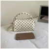 Lazo de Perlas de Encaje 2026 Nuevo Lunares Boston Bolso Cruzado de un Solo Hombro de Moda Bolso Redondo Tipo Cubo para Mujeres