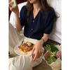 Shanli Dadi Estilo Chanel Decote V Manga Lanterna Cardigan Tricotado Feminino Manga Curta Verão Fino Elegante