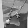 Nicho Lujo Ligero Sensación de Alta Gama Concha Dorada Estrella de Mar Collar de Pedrería Cadena para Clavícula para Mujer Cadena Color Libre Accesorios Cortos