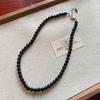 Collar de Ónix Negro Corea del Sur Blogger Mismo Estilo Estilo Frío para Mujer Lujo Ligero Nicho Cadena de Collar Verano Collar de Cuentas Accesorios