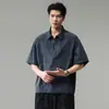 Camisa tipo polo de manga corta para hombre, estilo japonés, para trabajo al aire libre, deportiva de verano, media cremallera, secado rápido, holgada, camiseta casual de manga corta