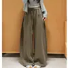 Pantalones de Chándal de Otoño con Diseño de Cordón Fluido Cintura Alta Adelgazantes Deportivos Pierna Ancha Regular Simples Versátiles Casuales