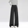 Pantalona Casual Longa de Cintura Alta Larga Macia Patchwork Colorido Moda Primavera 2026 Elástico Macio Perna Larga para Mulheres