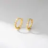 Pendientes Triangulares Pequeños Incrustados con Diamantes de Plata de Ley S925 Nalan, Exquisitos y Simples, Aros Lisos de Nicho Estilo Ins M07757