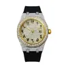 Relógio Mecânico Automático Completo Masculino Europeu e Americano com Moissanita, Pulseira de Aço e Decoração Completa de Diamante, Modelo Popular de Exportação, Relógio de Pulso Decorativo Simples e Moderno