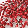 Fruta Roja Fruta de la Fortuna Acebo Flor Artificial Decoración Año Nuevo Flor Falsa Decoración Festival de Primavera Arreglo Floral Mesa de Sala de Estar Decoración con Flores Secas