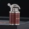 Hy756 Compacto Mini Couro Antigo Isqueiro a Querosene Roda de Afiar Chama Aberta Isqueiro à Prova de Vento Estilo Retrô