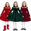 Vestido Largo con Volantes Manga Larga Princesa Navidad Ropa Infantil Vestido para Fiesta Navideña Niñas Malla