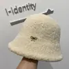 Nuevo Estilo Coreano Lazo Etiqueta Metálica Invierno Engrosado Sombrero Cubo Mujer Cabeza Grande Muestra Rostro Sombrero Cubeta Pequeño Sombrero de Pescador