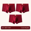 Cueca boxer de algodão vermelha para homens trazerem boa sorte em seu ano zodiacal, um presente de casamento festivo para namorado ou marido